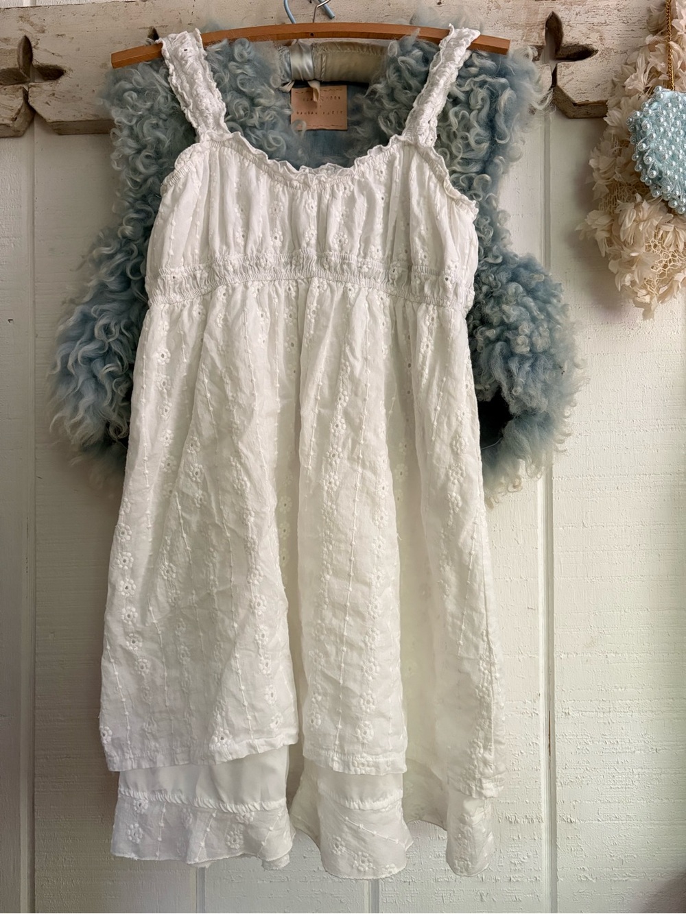 White Eyelet Sundress with Lace Straps Medium